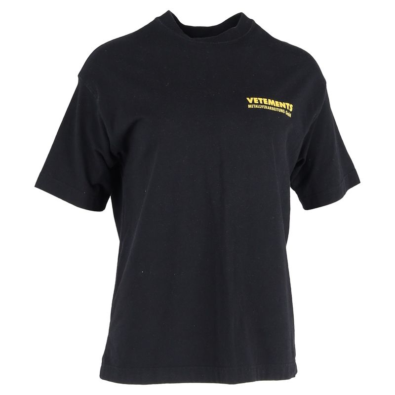 Vetements Logo Metal Print Oversized T-Shirt In Black Cotton